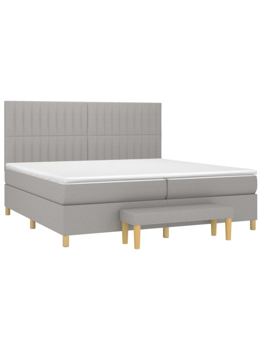 Box spring postel s matrací světle šedá 200 x 200 cm textil
