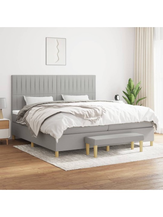 Box spring postel s matrací světle šedá 200 x 200 cm textil