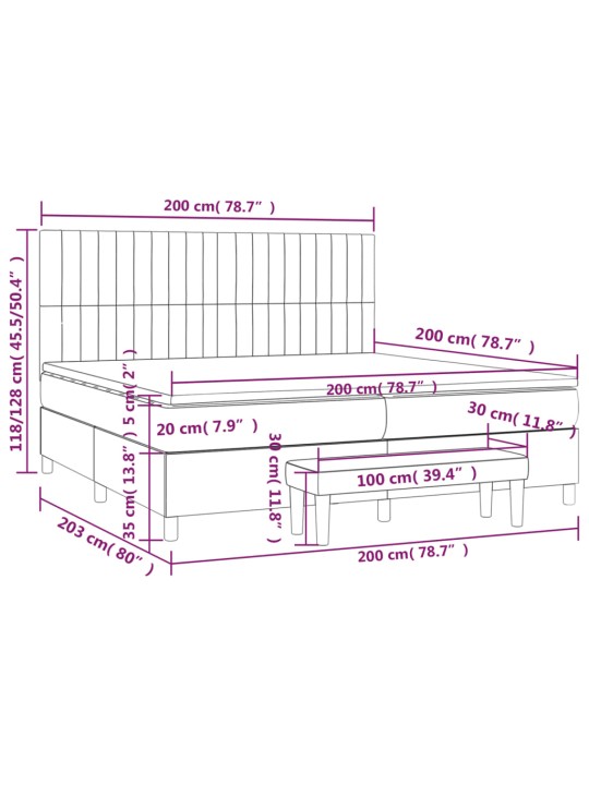 Box spring postel s matrací tmavě šedá 200x200 cm textil