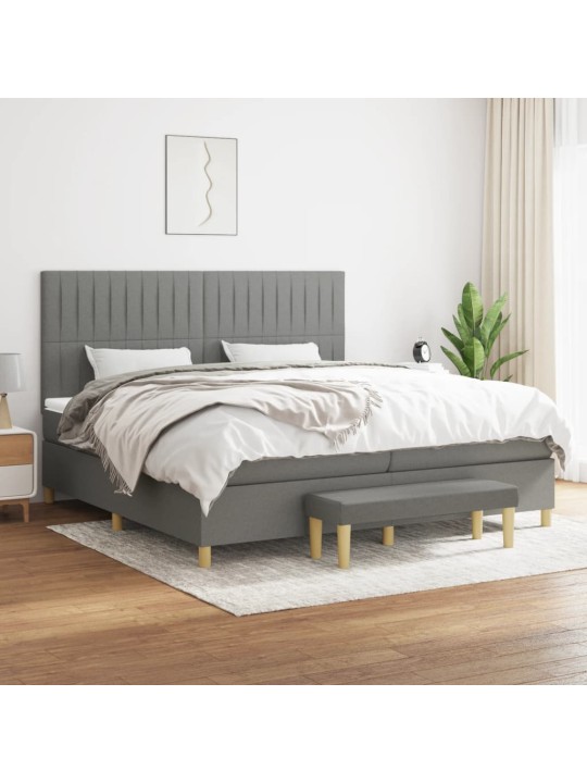 Box spring postel s matrací tmavě šedá 200x200 cm textil