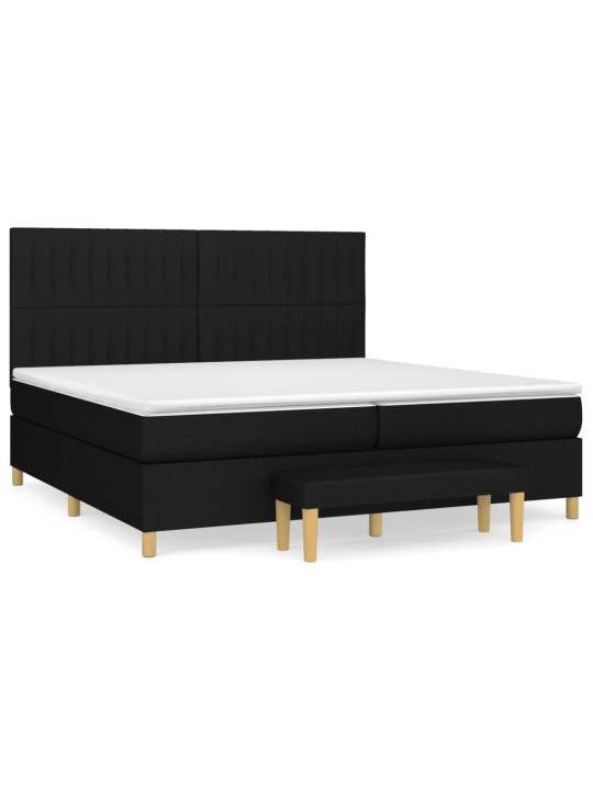Box spring postel s matrací černá 200x200 cm textil