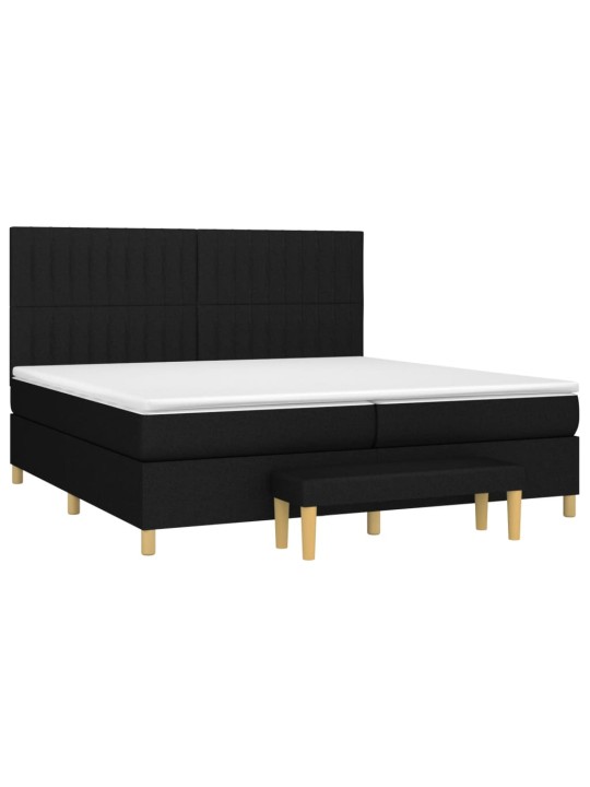 Box spring postel s matrací černá 200x200 cm textil
