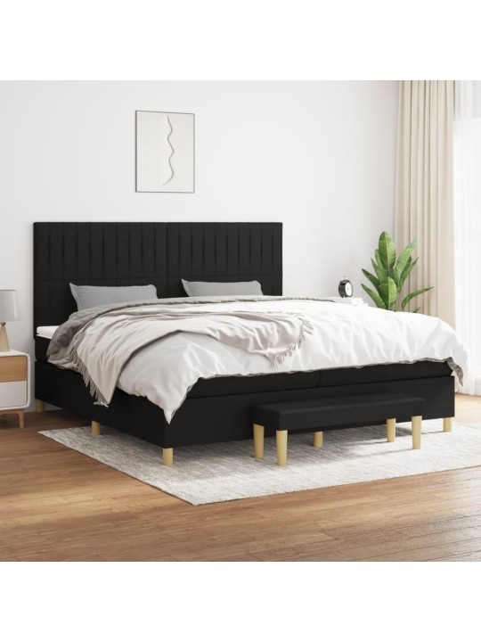 Box spring postel s matrací černá 200x200 cm textil