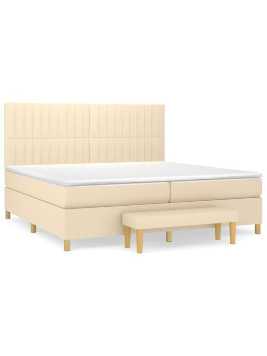 Box spring postel s matrací krémová 200x200 cm textil
