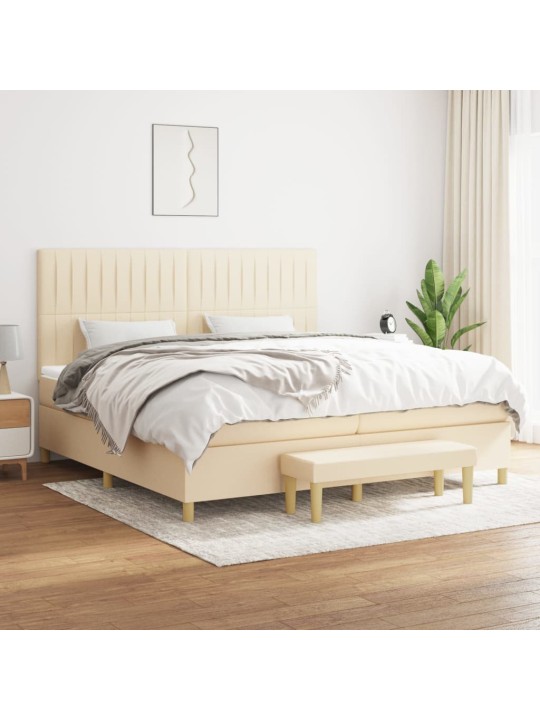 Box spring postel s matrací krémová 200x200 cm textil