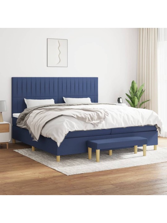 Box spring postel s matrací modrá 200x200 cm textil