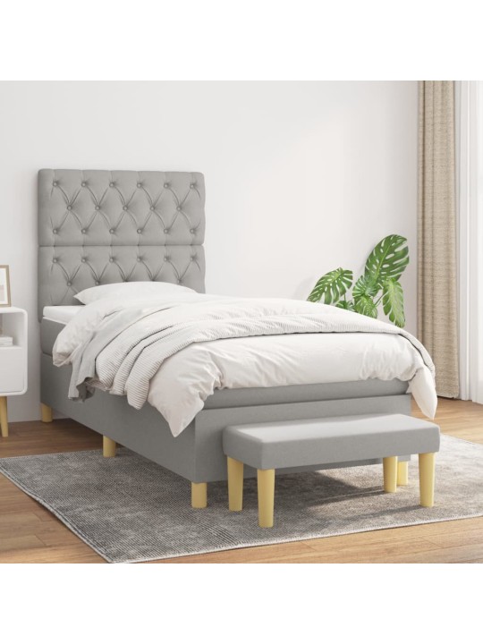 Box spring postel s matrací světle šedá 80 x 200 cm textil