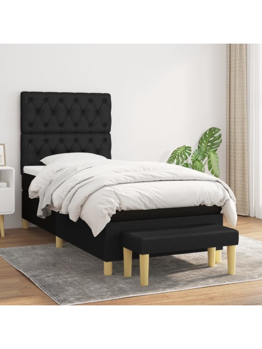 Box spring postel s matrací černá 80 x 200 cm textil