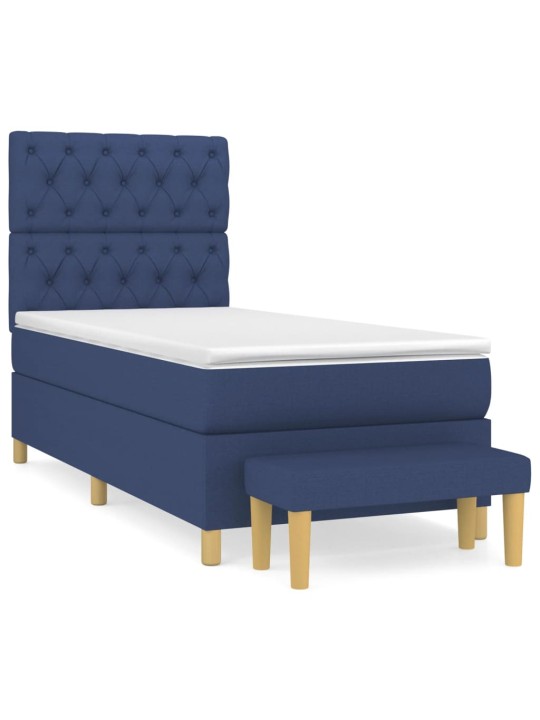 Box spring postel s matrací modrá 80x200 cm textil