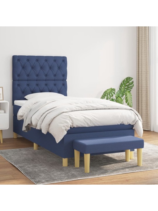 Box spring postel s matrací modrá 80x200 cm textil