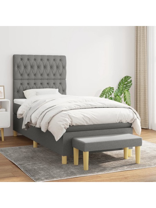 Box spring postel s matrací tmavě šedá 90x190 cm textil