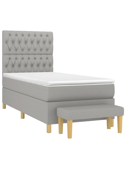 Box spring postel s matrací světle šedá 90x200 cm textil