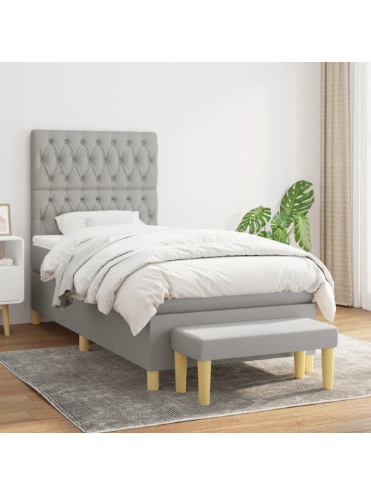Box spring postel s matrací světle šedá 90x200 cm textil