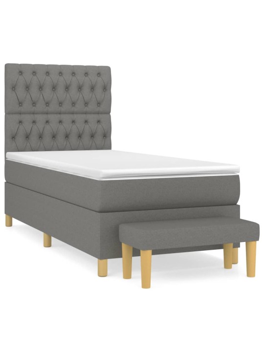 Box spring postel s matrací tmavě šedá 90x200 cm textil