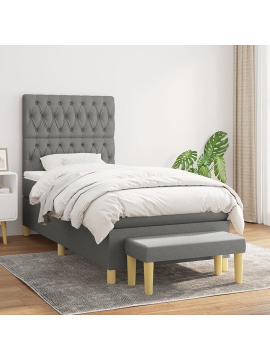 Box spring postel s matrací tmavě šedá 90x200 cm textil