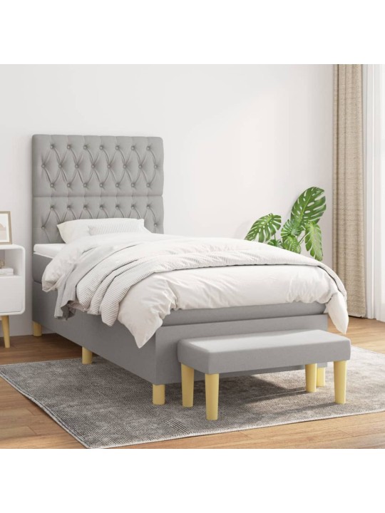 Box spring postel s matrací světle šedý 100 x 200 cm textil