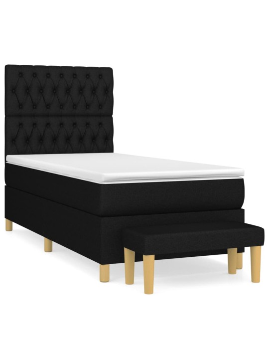 Box spring postel s matrací černá 100 x 200 cm textil