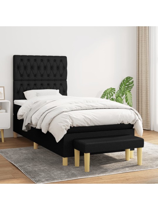 Box spring postel s matrací černá 100 x 200 cm textil