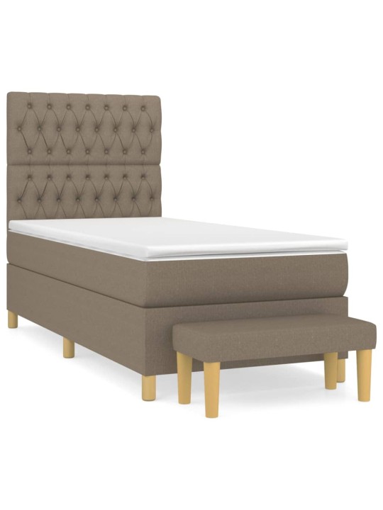 Box spring postel s matrací taupe 100 x 200 cm textil