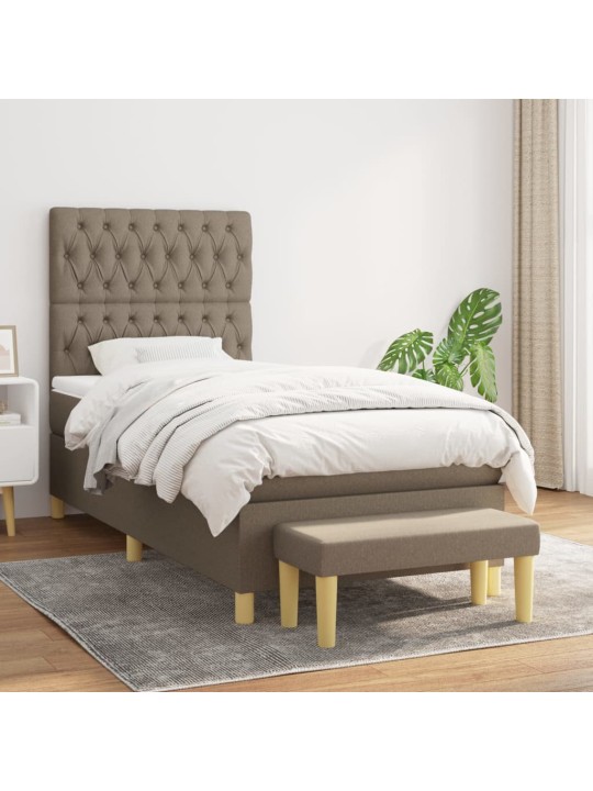 Box spring postel s matrací taupe 100 x 200 cm textil
