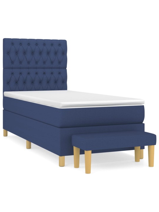 Box spring postel s matrací modrá 100 x 200 cm textil