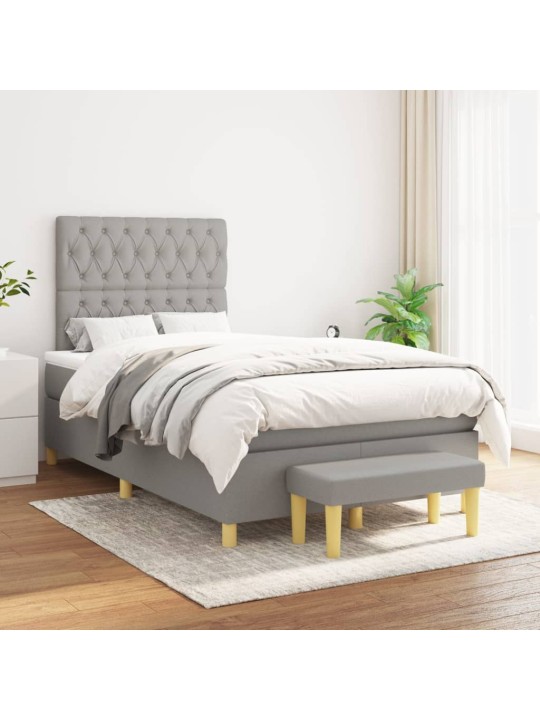 Box spring postel s matrací světle šedá 120 x 200 cm textil