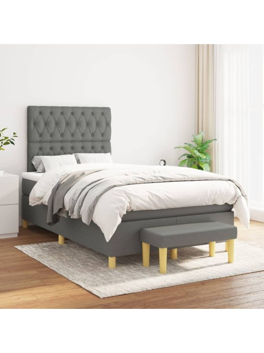 Box spring postel s matrací tmavě šedá 120x200 cm textil
