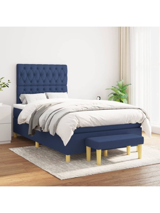 Box spring postel s matrací modrá 120x200 cm textil