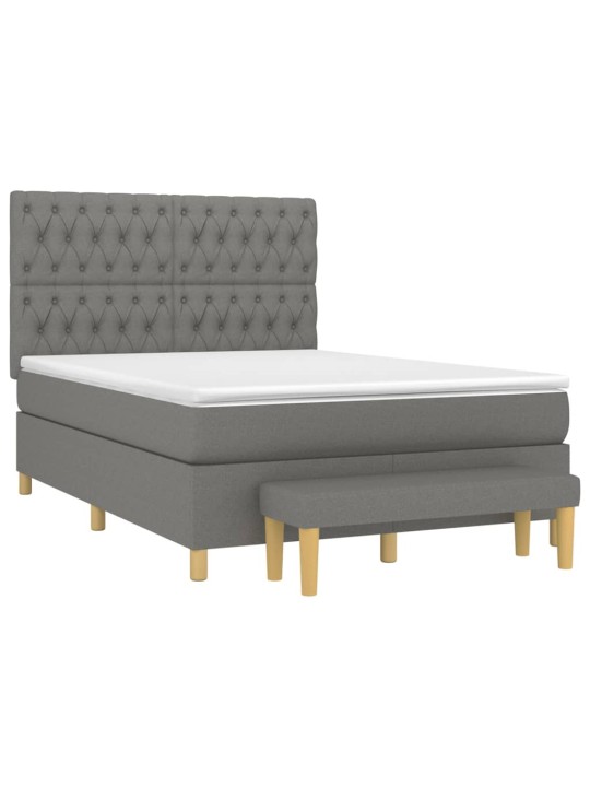 Box spring postel s matrací tmavě šedý 140 x 190 cm textil