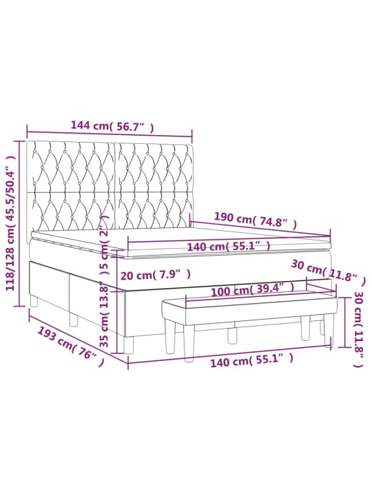 Box spring postel s matrací tmavě šedý 140 x 190 cm textil