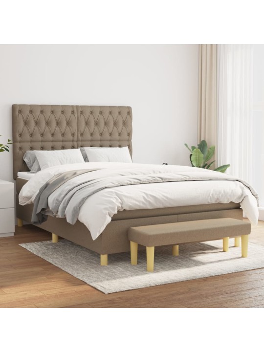 Box spring postel s matrací taupe 140x190 cm textil