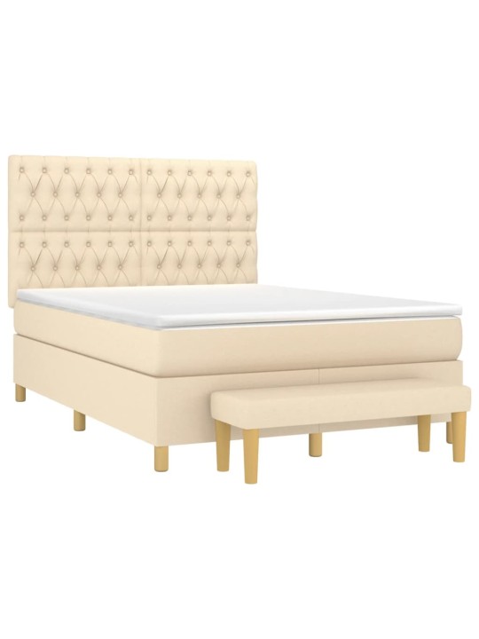 Box spring postel s matrací krémová 140x190 cm textil