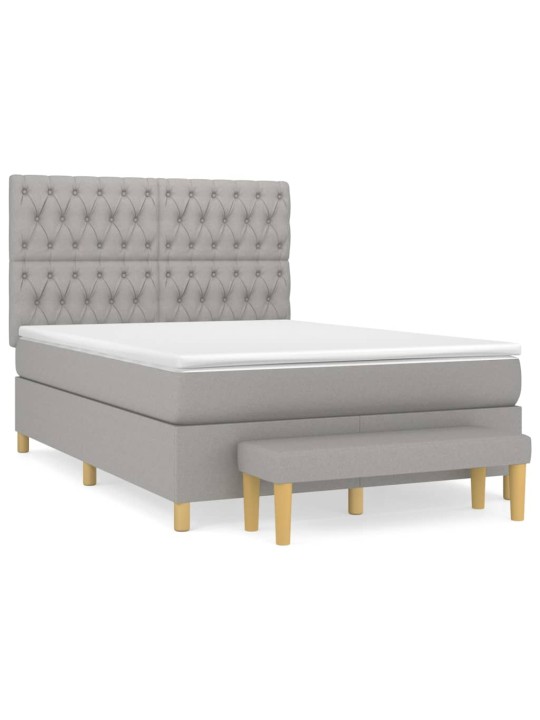 Box spring postel s matrací světle šedá 140 x 200 cm textil