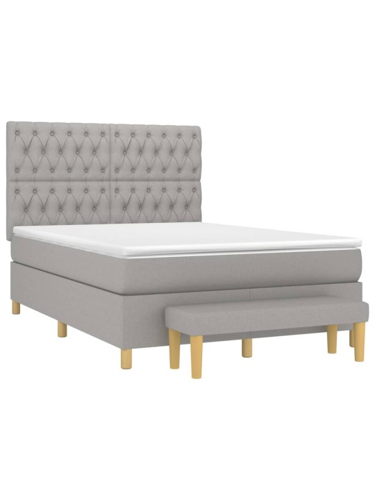 Box spring postel s matrací světle šedá 140 x 200 cm textil