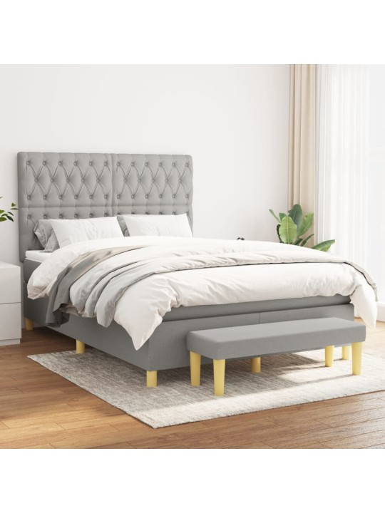 Box spring postel s matrací světle šedá 140 x 200 cm textil
