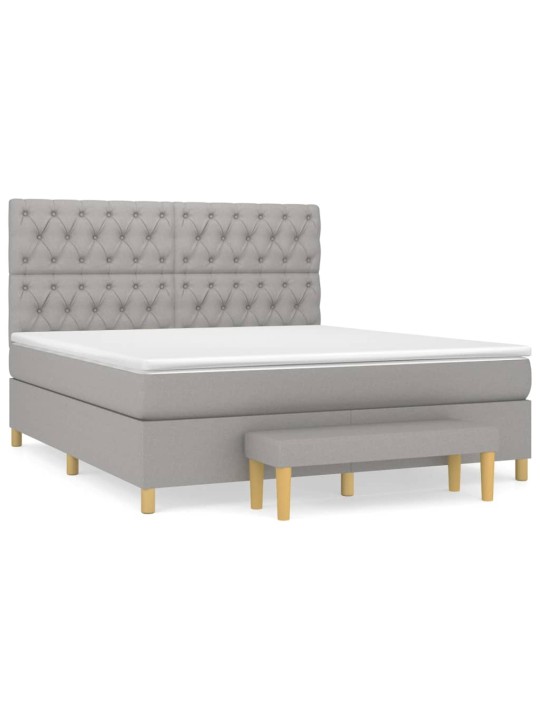 Box spring postel s matrací světle šedá 160 x 200 cm textil