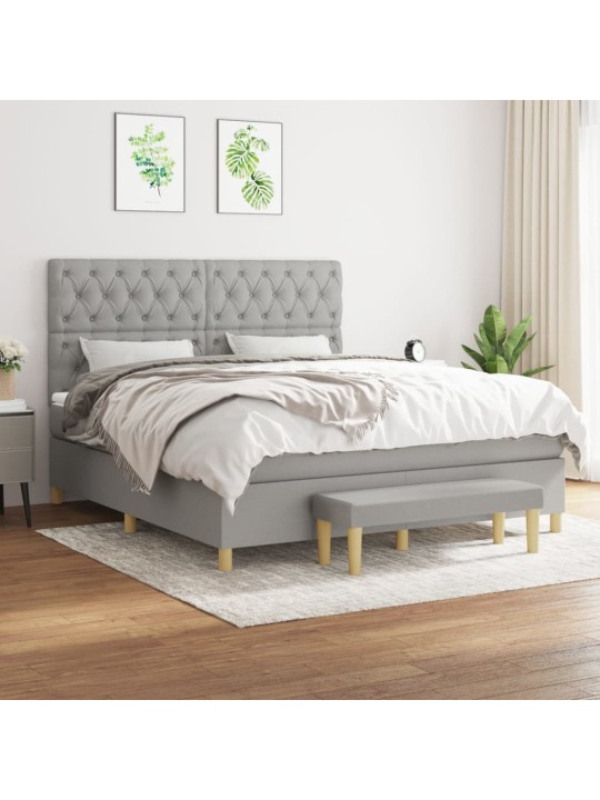 Box spring postel s matrací světle šedá 160 x 200 cm textil