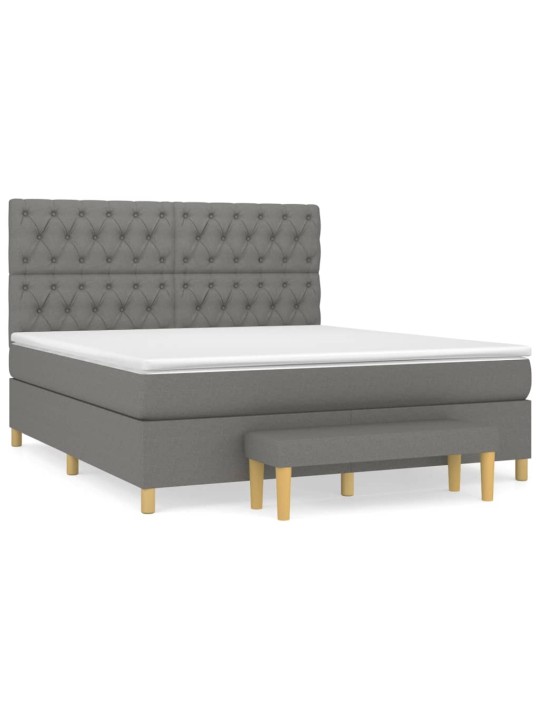 Box spring postel s matrací tmavě šedá 160x200 cm textil