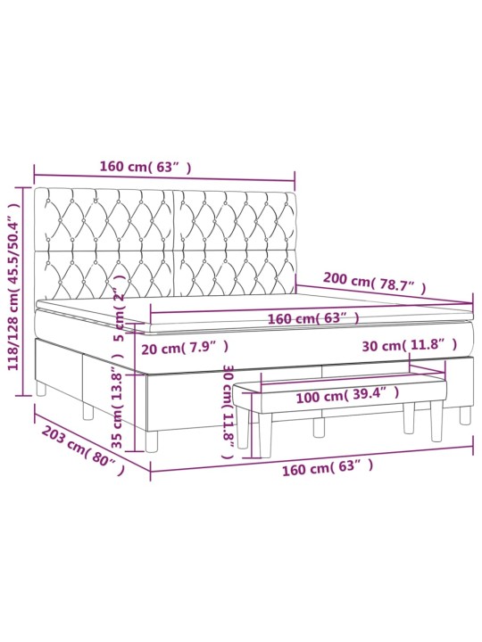 Box spring postel s matrací tmavě šedá 160x200 cm textil