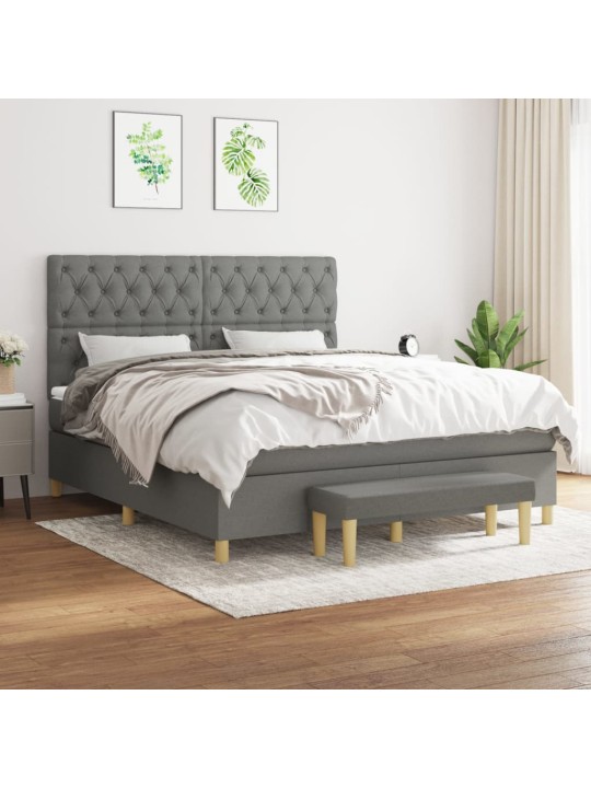 Box spring postel s matrací tmavě šedá 160x200 cm textil