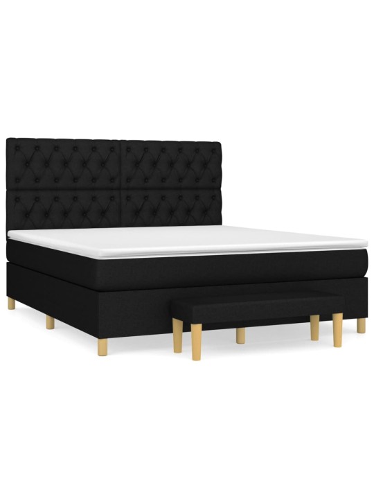 Box spring postel s matrací černá 160x200 cm textil