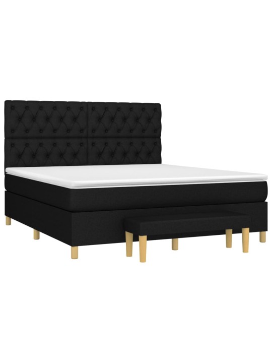 Box spring postel s matrací černá 160x200 cm textil