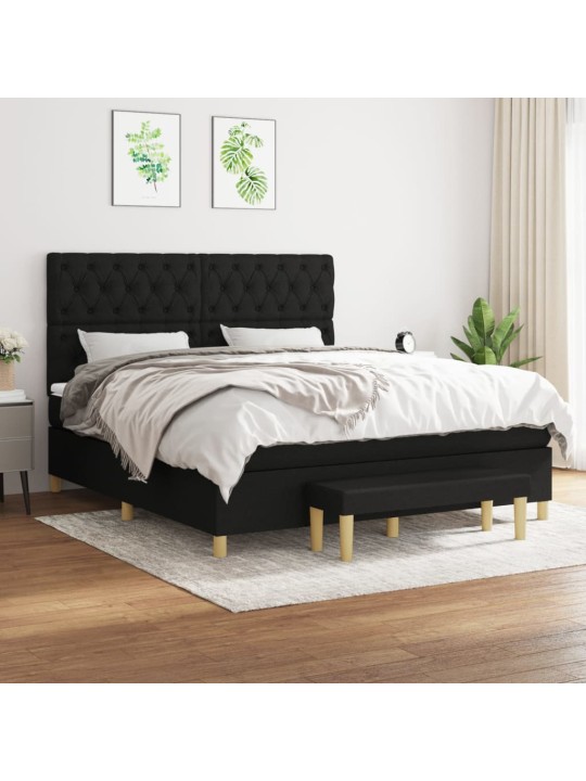Box spring postel s matrací černá 160x200 cm textil