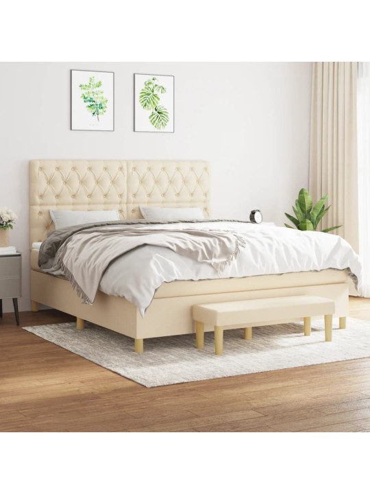 Box spring postel s matrací krémová 160x200 cm textil