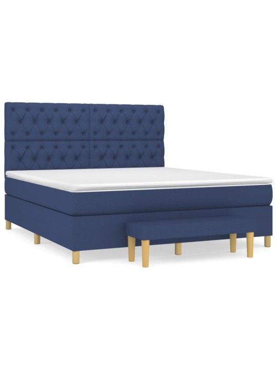 Box spring postel s matrací modrá 160x200 cm textil