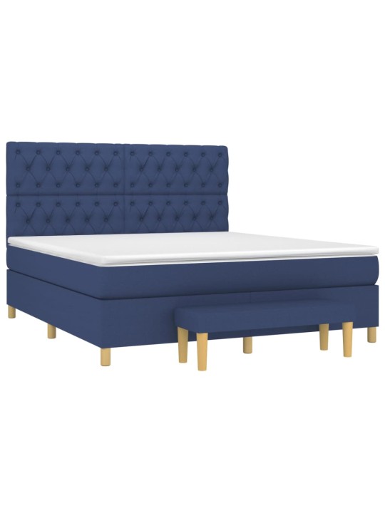 Box spring postel s matrací modrá 160x200 cm textil