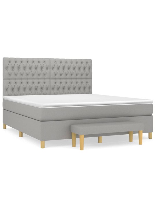 Box spring postel s matrací světle šedá 180 x 200 cm textil