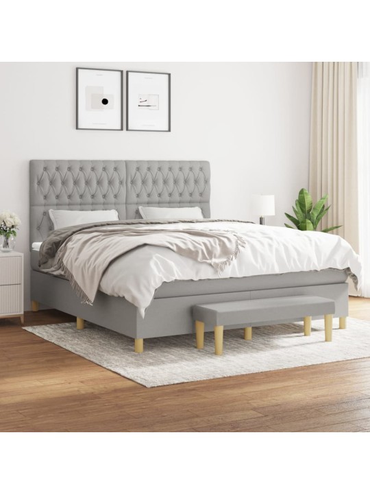 Box spring postel s matrací světle šedá 180 x 200 cm textil