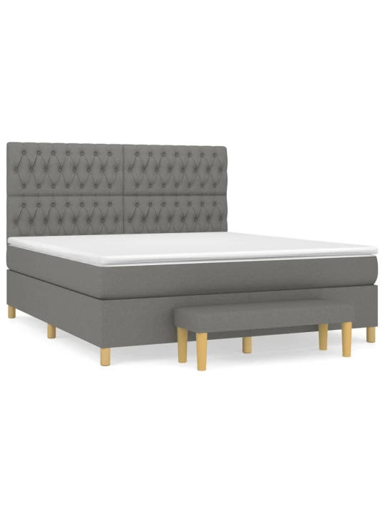 Box spring postel s matrací tmavě šedá 180x200 cm textil