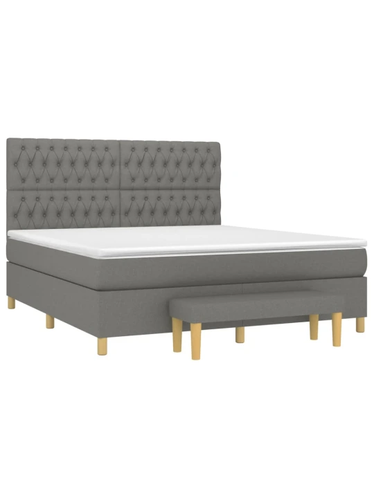 Box spring postel s matrací tmavě šedá 180x200 cm textil